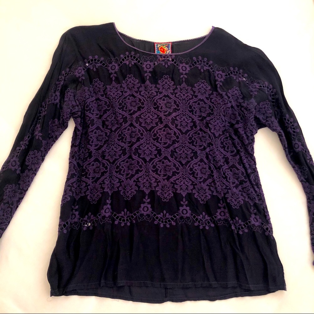 Purple Johnny Was Embroidered Top